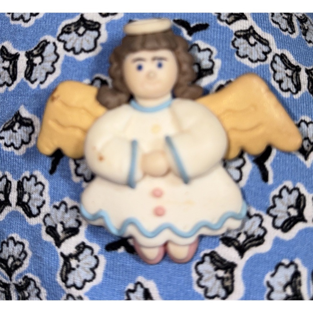 Vintage Silver Tone Costume Thick Rubber Angel Broach